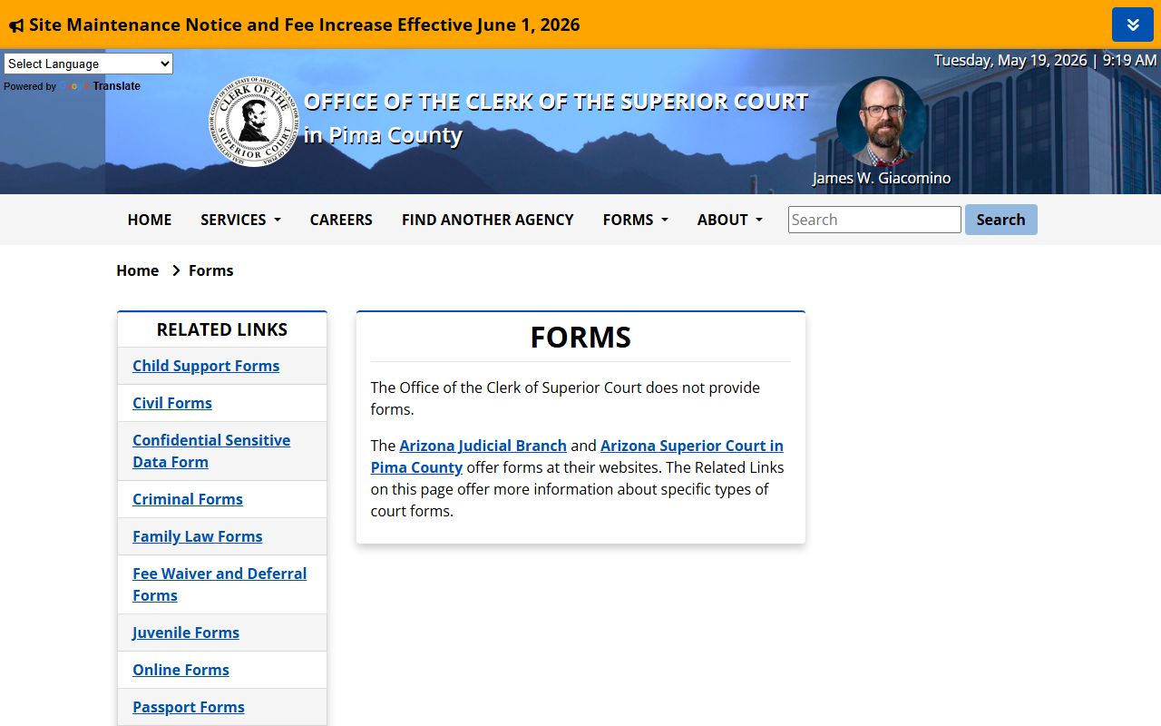 Pima County Clerk of Court - Clerk forms library