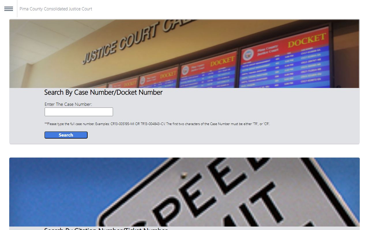 Pima County court records - Consolidated Justice Court case and citation search
