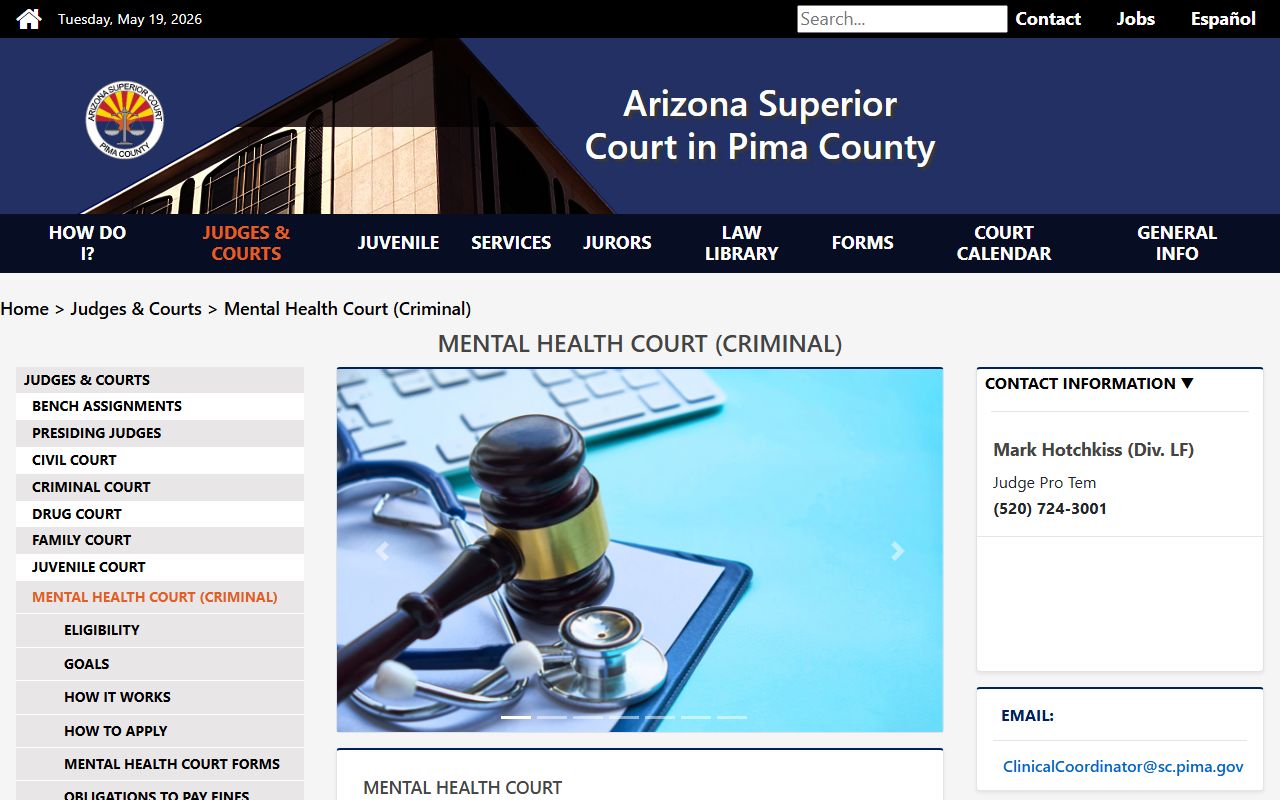 Pima County criminal records - Superior Court Criminal Mental Health Court page