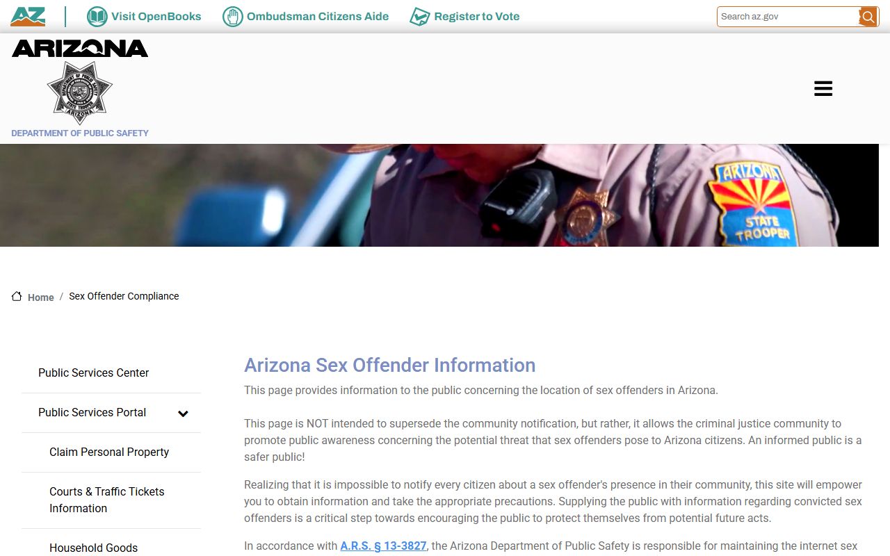 Pima County criminal records - Arizona DPS sex offender information page