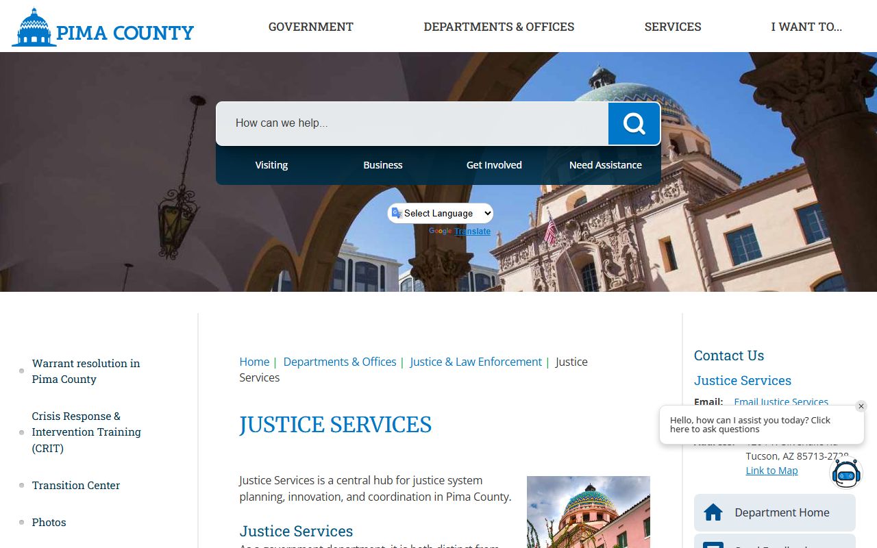 Pima County Court records - Pima County Justice Services page