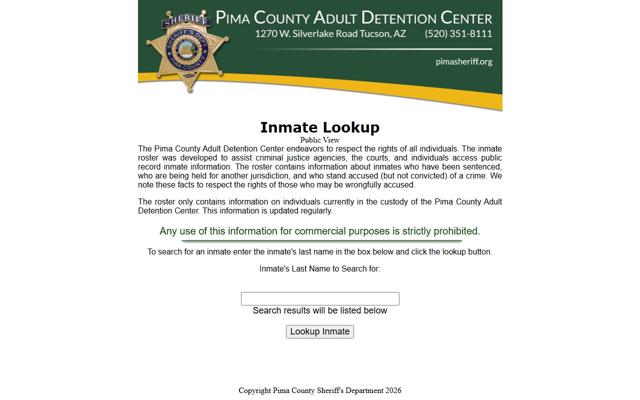 Pima County inmate search - Sheriff's Department public inmate lookup